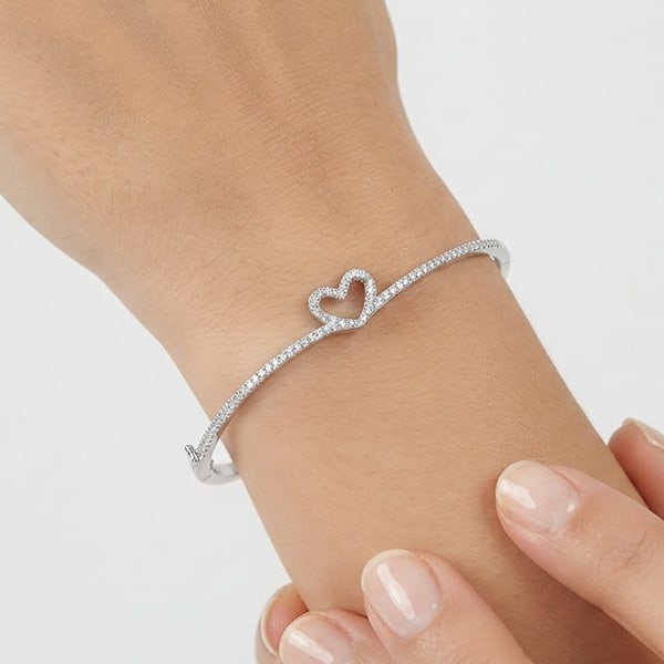 925 Sterling Silver Bangle Jewelry Diameter 56 Mm. Lovely Design 6.89 Grams (1 of 3)