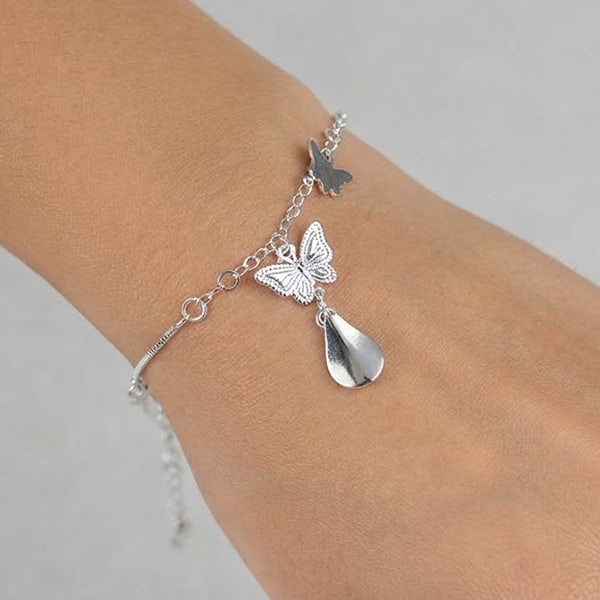 925 Sterling Silver Bracelet Jewelry Length 7 Inch. Butterfly Design