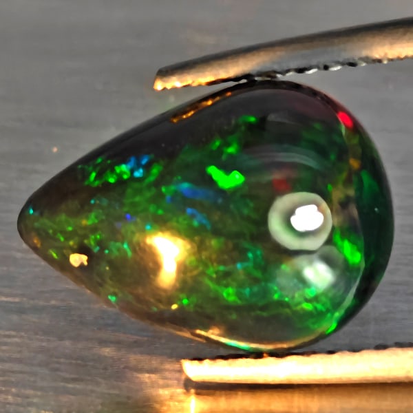 Natural Multi Color Play Of Colour Opal Gemstones 2.79 Ct. Pear Cabochon Shape 31.1 x 9.5 Mm.