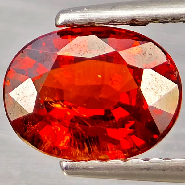 Natural Orangish Red Spessartine Garnet Gemstones 1.36 Ct. Oval Shape 7.4 x 5.6 Mm.