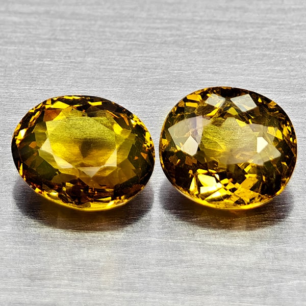 Natural Yellowish Green Mali Garnet Gemstones 1.92 Ct. 2 Pcs. Oval Shape 6.4 x 5.5 Mm.