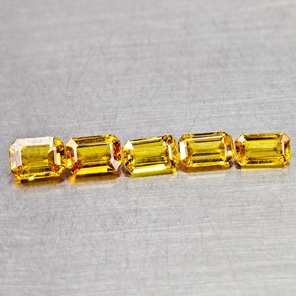 Natural Yellow Sapphire Gemstones 1.68 Ct. 5 Pcs. Octagon Shape 4.7 x 3.2 Mm. (1 of 3)