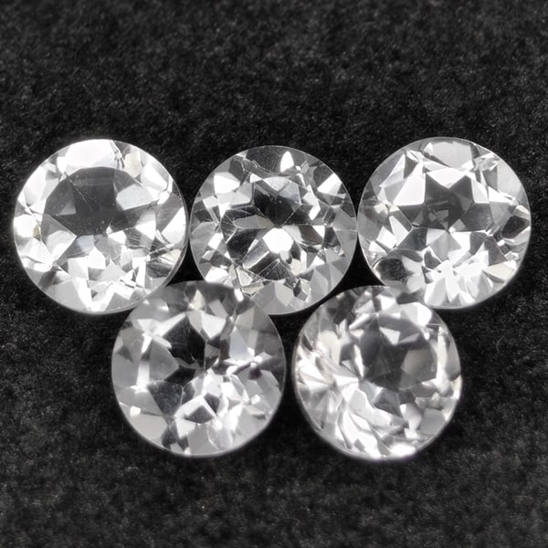 Natural White Topaz Gemstones 5.24 Ct. 5 Pcs. Round Shape 6.2 Mm.