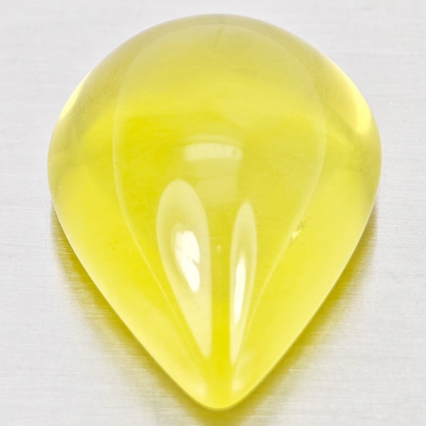 Natural Yellow Lemon Quartz Gemstones 14.18 Ct. Pear Cabochon Shape 18 x 13.9 Mm.