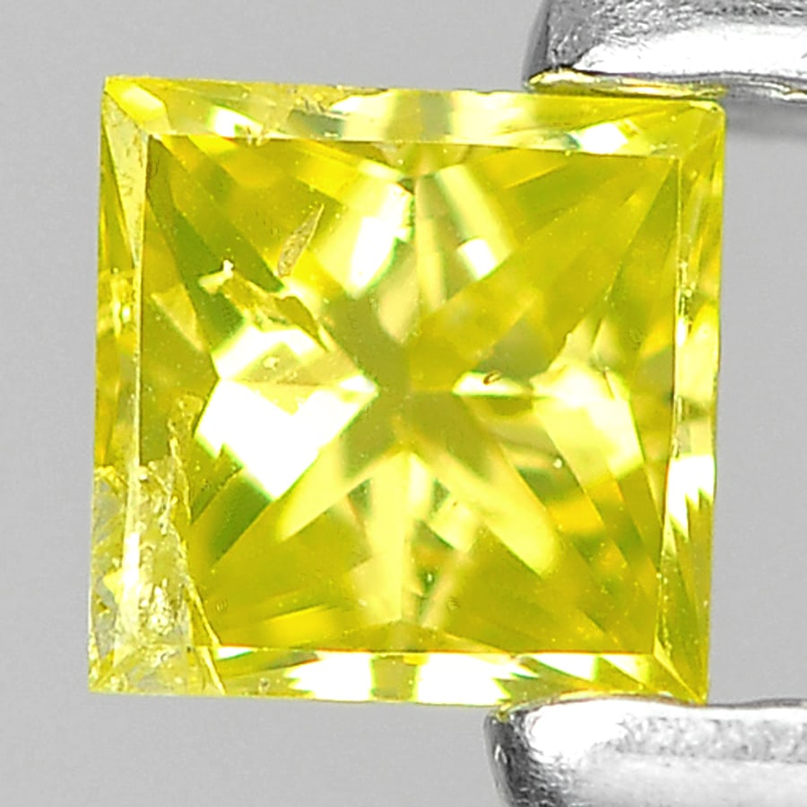Natural Yellow Loose Diamond 0.10 Ct. Square Princess Cut 2.7 x 2.7 Mm.