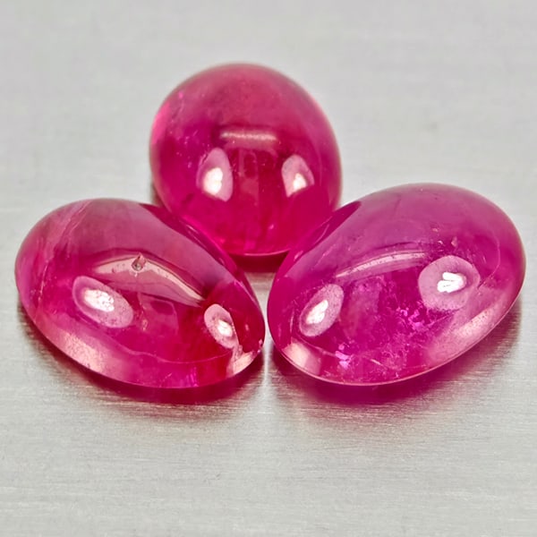 Natural Pink Red Jonson Ruby Gemstones 2.10 Ct. 3 Pcs. Oval Cabochon Shape and Mixed Size