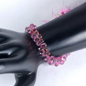 Natural Pink Topaz Gemstones 103.00 Ct. Beads Briolette With Drilled 6.3 x 4.8 Mm. Length 8 Inch.