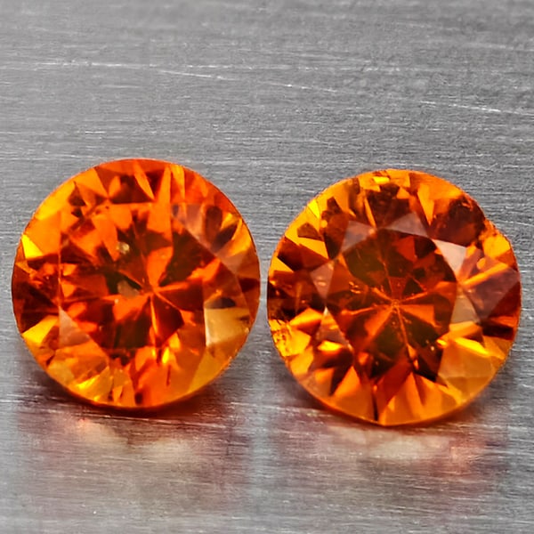 Natural Orange Yellow Sapphire Gemstones 0.30 Ct. 2 Pcs. Round Diamond Cut 3.1 Mm.
