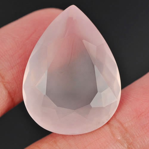 Natural Rose Pink Quartz Gemstones 34.61 Ct. Clean Pear Shape 27 x 20.7 Mm.