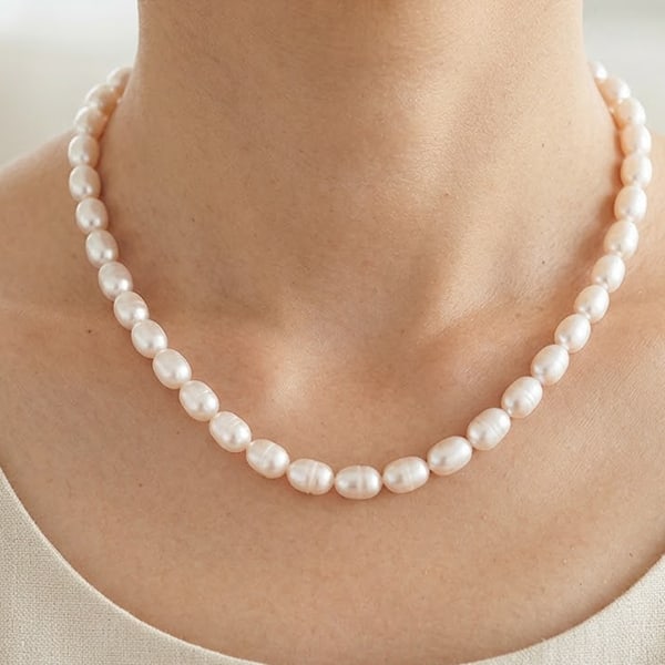 Natural Peach Pink Pearl 204.56 Ct. Fancy Cabochon Beads Strand Length 17 Inch.