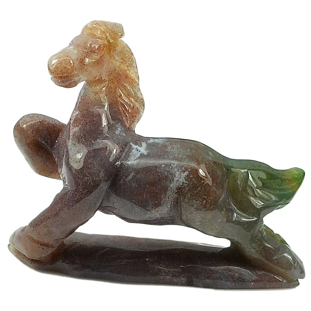 Natural Multi-Color Jasper 248.86 Ct. Horse Carving Shape 65 x 55 Mm.