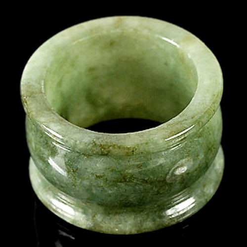 Natural Multi Color White Green Jade Gemstones 48.89 Ct. Round Cabochon Ring Size 9.5