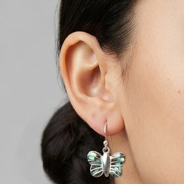 925 Sterling Silver Earrings Jewerly 5.41 Grams with Multi Color Abalone Shell