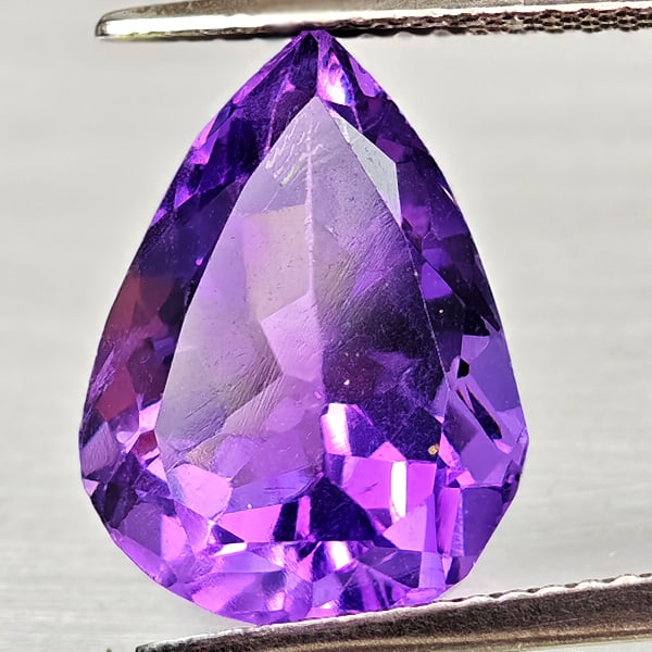 Natural Purple Amethyst Gemstones 6.21 Ct. Pear Shape 13.8 x 10.3 Mm.