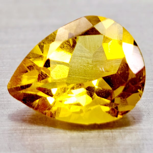 Natural Yellow Citrine Gemstones 1.77 Ct. Pear Shape 9.9 x 7.8 Mm