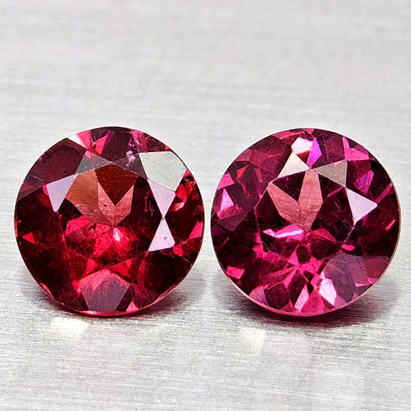 Natural Purplish Pink Rhodolite Garnet Gemstones 1.20 Ct. 2 Pcs. Round Shape 5.2 Mm.