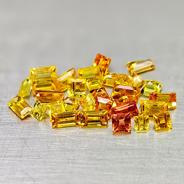 Natural Orange Yellow Sapphire Gemstones 3.01 Ct. 31 Pcs. Mixed Shape 3.2 x 2 Mm.