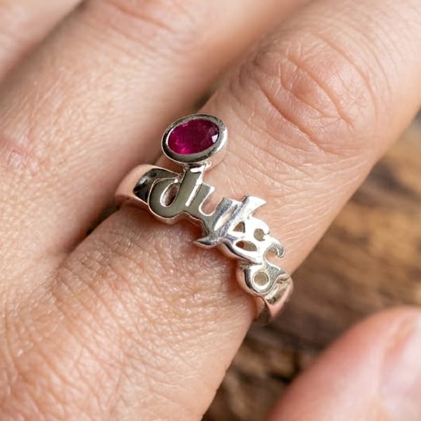 Natural Purplish Red Ruby with 925 Sterling Silver Ring Jewelry 8.68 Grams Size 6.5 (1 of 3)
