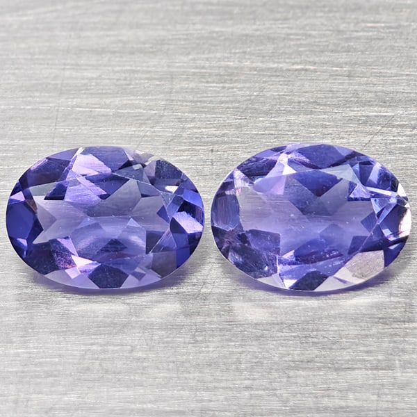 Natural Violetish Blue Iolite Gemstones 1.36 Ct. 2 Pcs. Oval Shape 7.2 x 5.2 Mm.