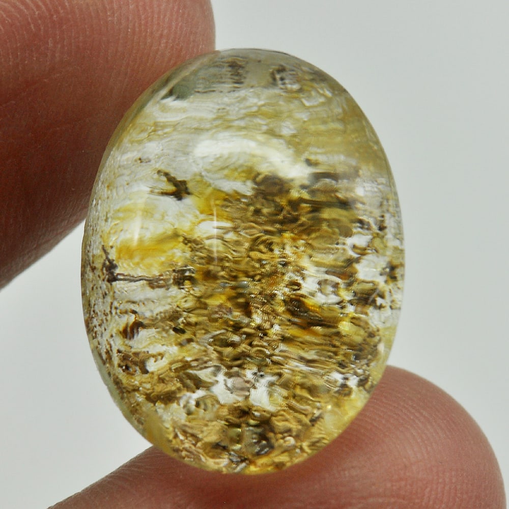 Natural Moss Quartz Gemstones 26.60 Ct. Oval Cabochon Shape 22 x 16.3 Mm. (1 of 3)