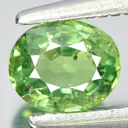 Natural Green Demantoid Garnet Gemstones 0.55 Ct. Oval Shape 5.3 x 4.4 Mm.
