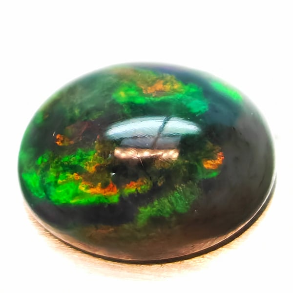 Natural Multi-Color Play Of Colour Opal Gemstones 1.23 Ct. Oval Cabochon Shape 6.9 x 8.9 Mm. (1 of 3)