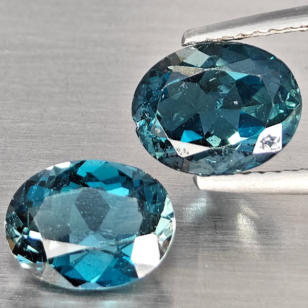 Natural London Blue Topaz Gemstones 4.02 Ct. 2 Pcs. Oval Shape 9 x 7 Mm.