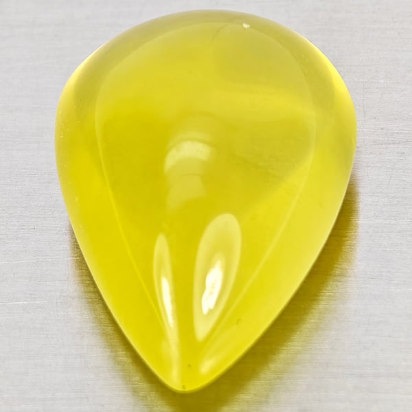 Natural Yellow Lemon Quartz Gemstones 29.87 Ct. Pear Cabochon Shape 23 x 16.8 Mm. (1 of 3)