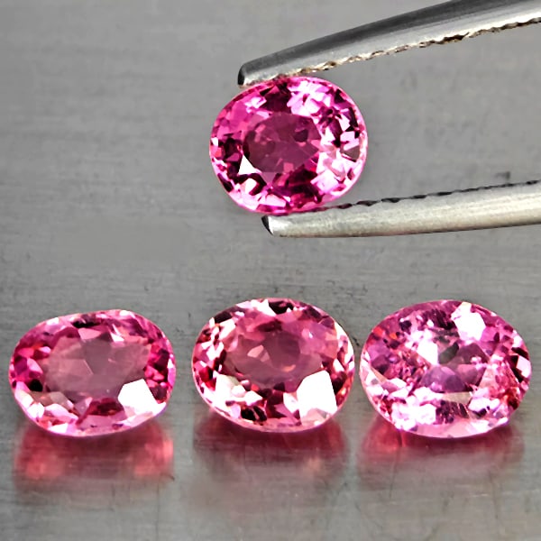 Natural Pink Tourmaline Gemstones 2.31 Ct. 4 Pcs. Oval Shape 5.7 x 4.9 Mm.