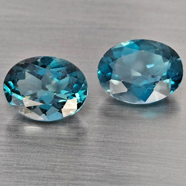 Natural London Blue Topaz Gemstones 3.68 Ct. 2 Pcs. Oval Shape 9.1 x 7.2 Mm.