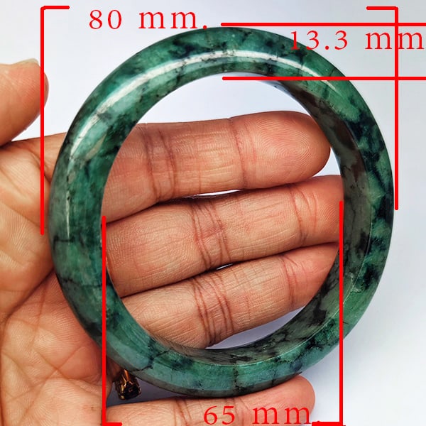 Natural Green Jade Gemstones Bangle 386.89 Ct. Diameter 65 Mm.