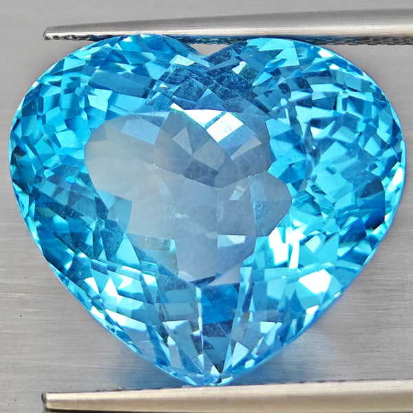 Natural Baby Blue Color Topaz Gemstones 21.94 Ct. Heart Shape 17.6 x 15.5 Mm.