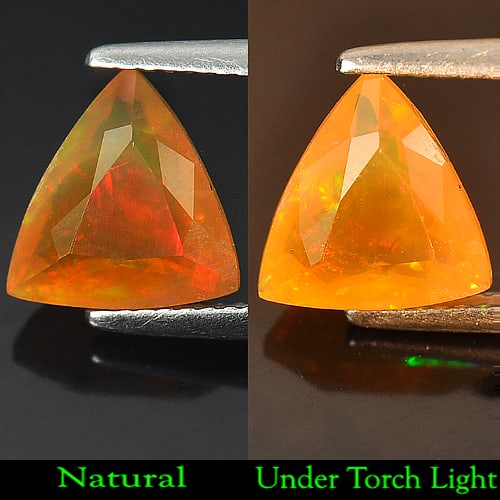 Natural Orange Fire Opal Gemstones 1.81 Ct. Trilliant Shape 9.6 x 9.3 Mm.: Product ID: 818719755 Product Name: Natural Opal Weight: 1.81 CT. Size: 9.6 x 9.3 x 5.3 MM. Shape: Trilliant Color: Orange Rainbow Clarity:Semi - Transparent Luster: Stunning Gems Origin: Ethiopia Tre