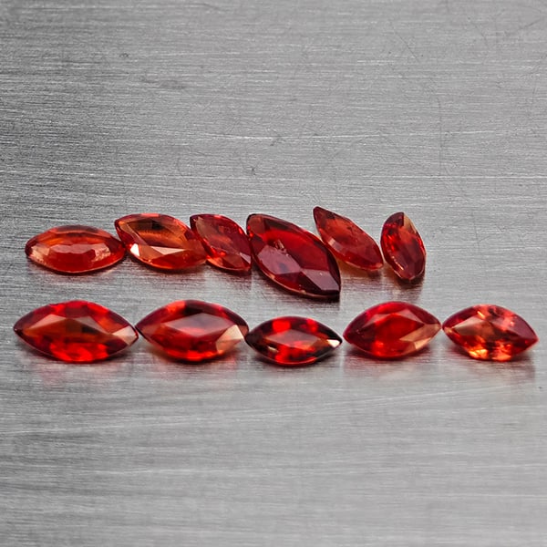 Natural Orangish Red Songea Sapphire Gemstones 1.06 Ct. 11 Pcs. Marquise Shape