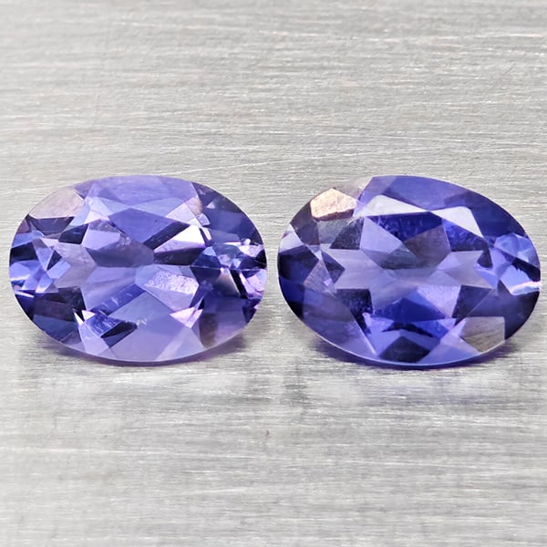 Natural Violetish Blue Iolite Gemstones 1.33 Ct. 2 Pcs. Oval Shape 7.2 x 5.1 Mm.