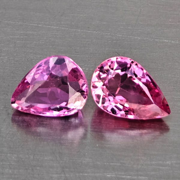 Natural Pink Tourmaline Gemstones 1.59 Ct. 2 Pcs. Pear Shape 6.8 x 5.2 Mm.