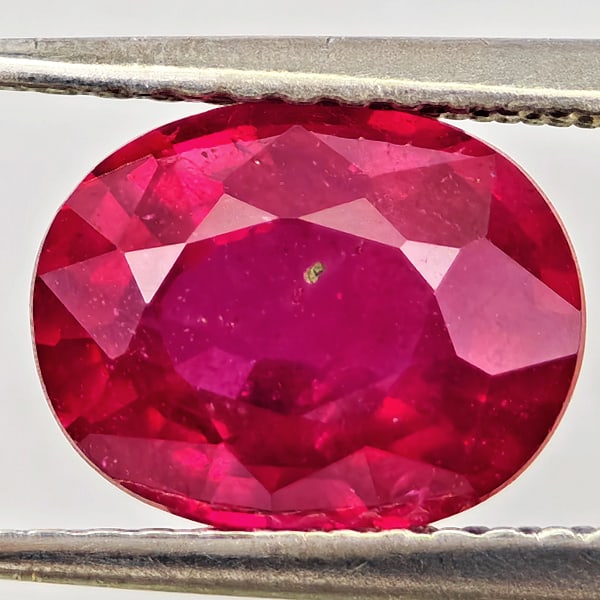 Natural Purplish Red Ruby Gemstones 2.61 Ct. Oval Shape 8.9 x 7.3 Mm.: Product ID: 805935669 Product Name: Natural Ruby Weight: 2.61 CT. Size: 8.9 x 7.3 x 4.5 MM. Shape: Oval Color: Purplish Red Clarity:VSI Luster: Good Gems Origin: Madagascar Treatment: Heated (Lead-gla