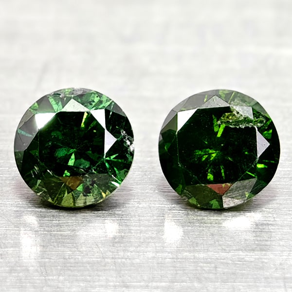 Natural Green Loose Diamond 0.34 Ct. 2 Pcs Round Diamond Cut 3.4 Mm.