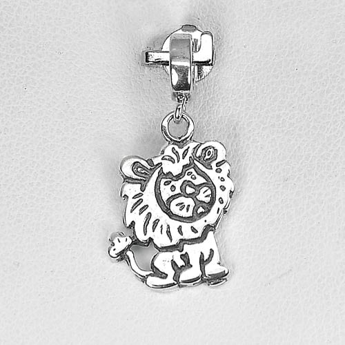925 Sterling Silver Lion Pendant Jewelry Size 13 x 17.7 Mm.