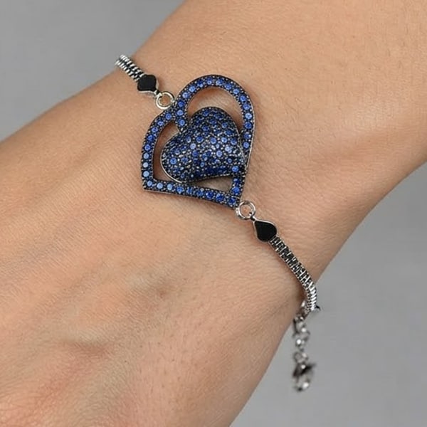 925 Sterling Silver Bracelet Jewelry 4.94 Grams Heart Design Length 7 Inch.