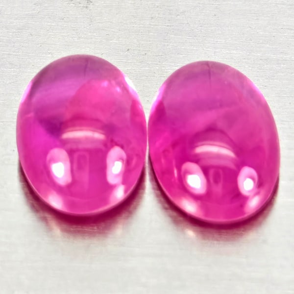 Natural Pink Red Jonson Ruby Gemstones 1.36 Ct. 2 Pcs. Oval Cabochon Shape 6.2 x 4.2 Mm.