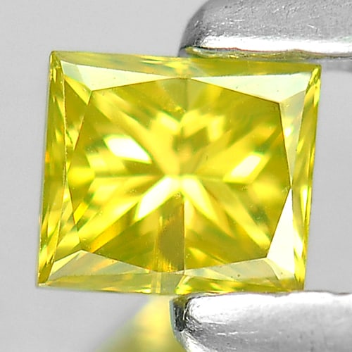 Natural Yellow Loose Diamond 0.18 Ct. Square Princess Cut 3.2 Mm.