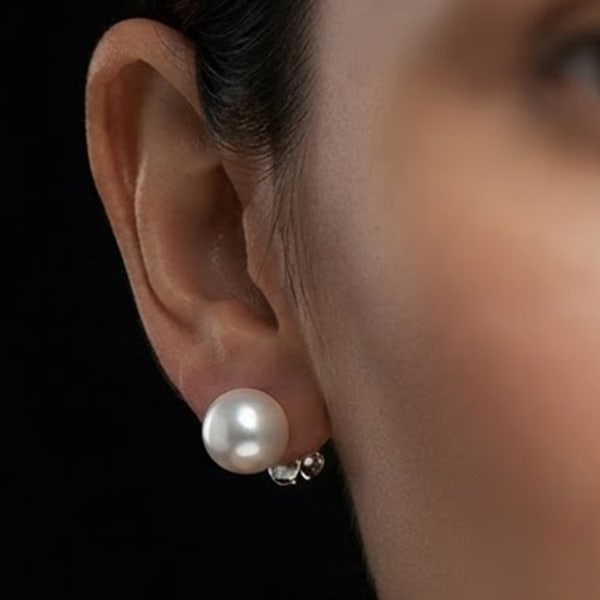 Natural Multi Color Akoya Pearl 8.5 Mm. With Platinum Jewelry 2.00 Grams Earring