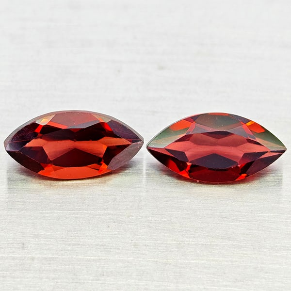 Natural Orangish Red Garnet Gemstones 2.56 Ct. 2 Pcs. Marquise Shape 5 x 10 Mm.