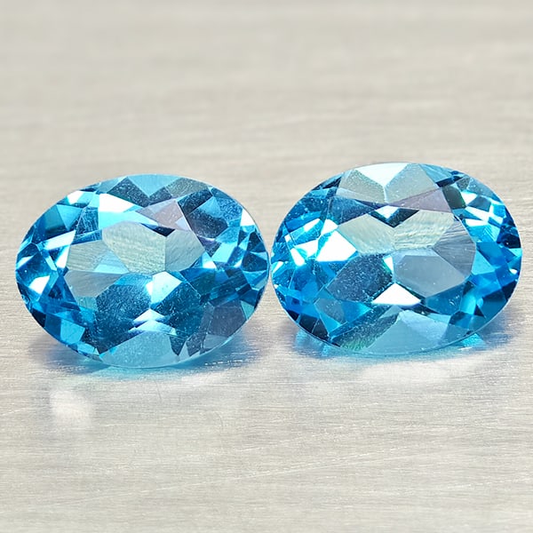 Natural Swiss Blue Topaz Gemstones 3.20 Ct. 2 Pcs. Round Shape 8.1 x 6.2 Mm.