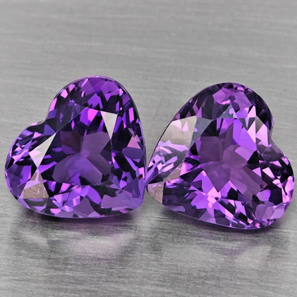 Natural Purple Amethyst Gemstones 7.00 Ct. 2 Pcs. Heart Shape 10.2 x 9.8 Mm.