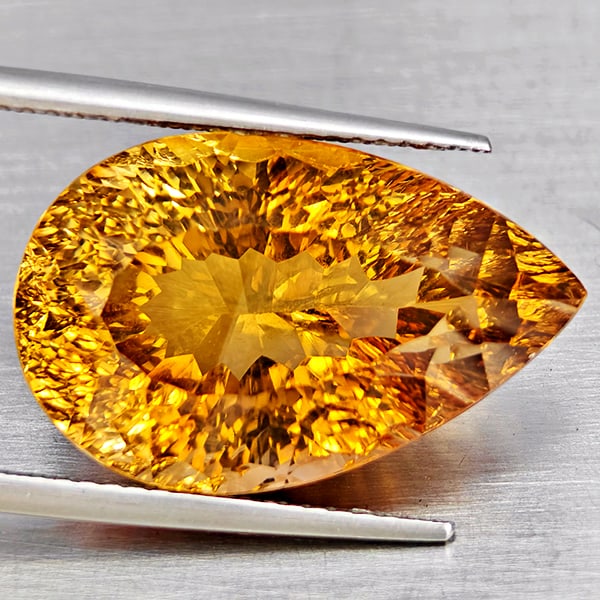 Natural Imperial Topaz Gemstones 17.93 Ct. Pear Concave Cut 20 x 12.8 Mm.