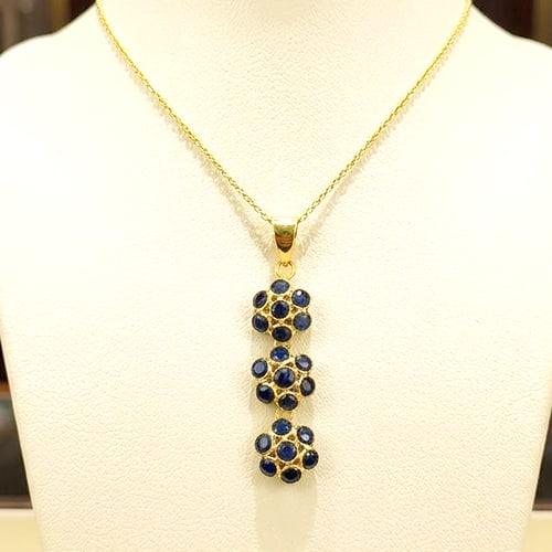 Natural Blue Sapphire 0.92 Ct. 18k Yellow Gold Pendant Jewelry 0.62 Grams