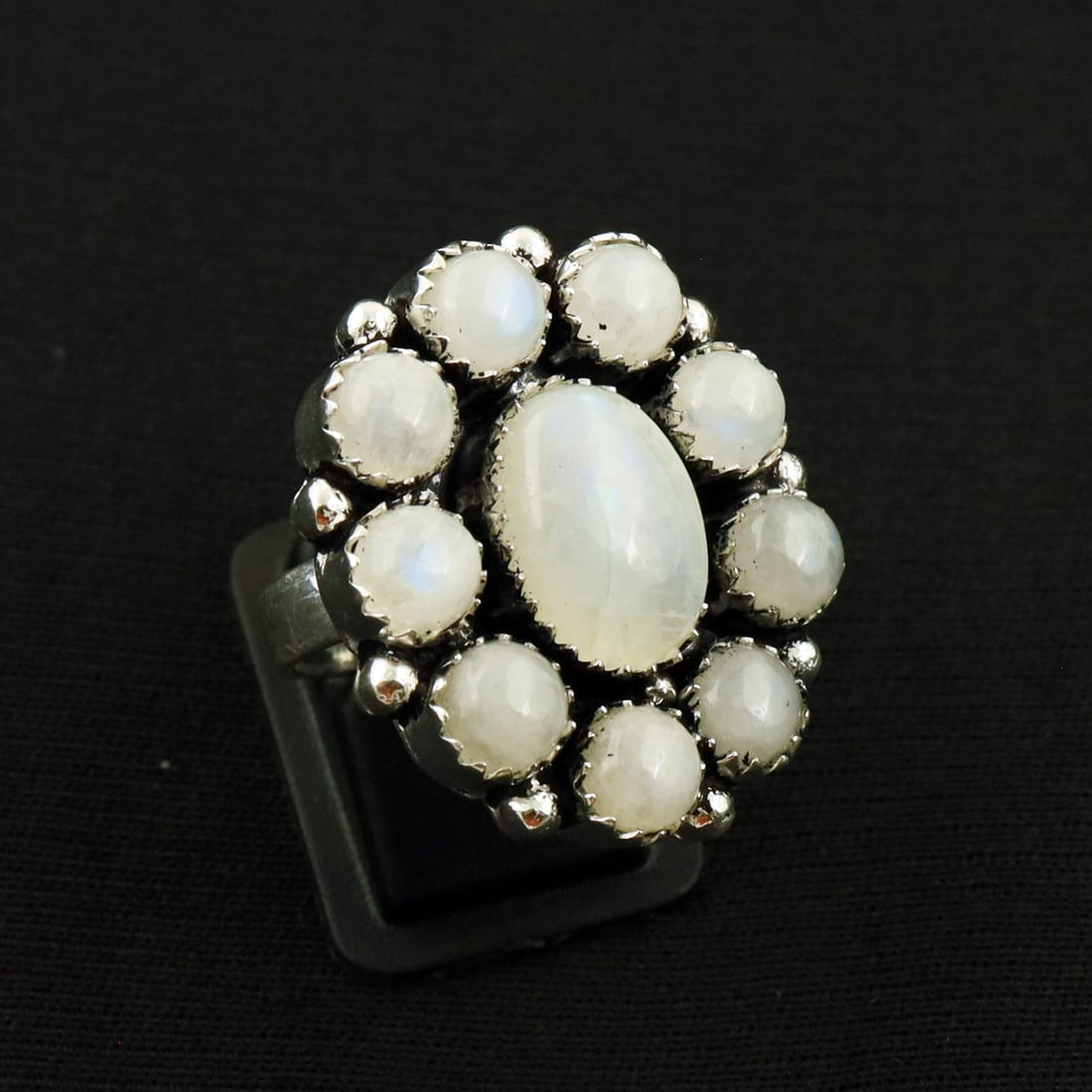 Natural Rainbow Moonstone 2 Micron Sterling Silver Plated Handmade Ring - 6.5MM (1 of 3)