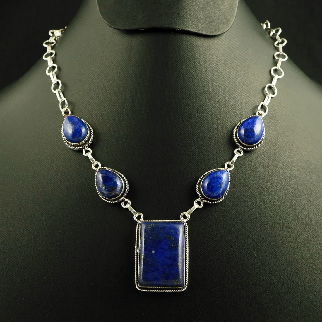 Natural Lapis Lazuli Sterling Silver Plated Handmade Necklace: Product ID: 260731120437 Product - Handmade Silver Plated Necklace Metal - 92.5 Sterling Silver Plated Necklace Length - 18 Inch Gemstone - Lapis Lazuli Gemstone Origin - Afghanistan Gemstone Shape - 